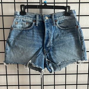 RE/DONE Button Fly High Waist Shorts